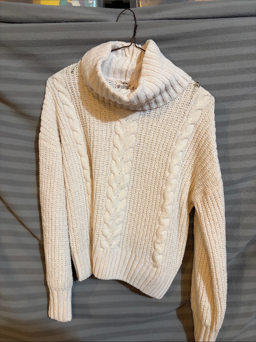 Hippie Rose Cream Cable Turtleneck Sweater